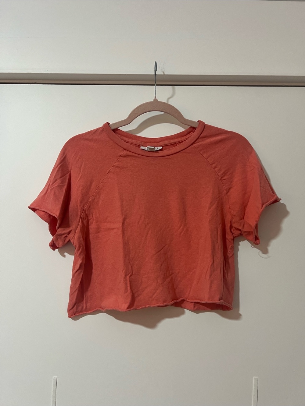 Topshop Coral Orange Cropped T-Shirt Top US 2